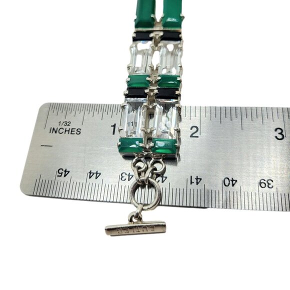 Nicky Butler Deco Toggle Bracelet Green Chalcedony .925 Sterling Silver New - Picture 12 of 14